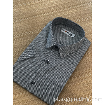 Camisa masculina de manga curta xadrez tingida da moda